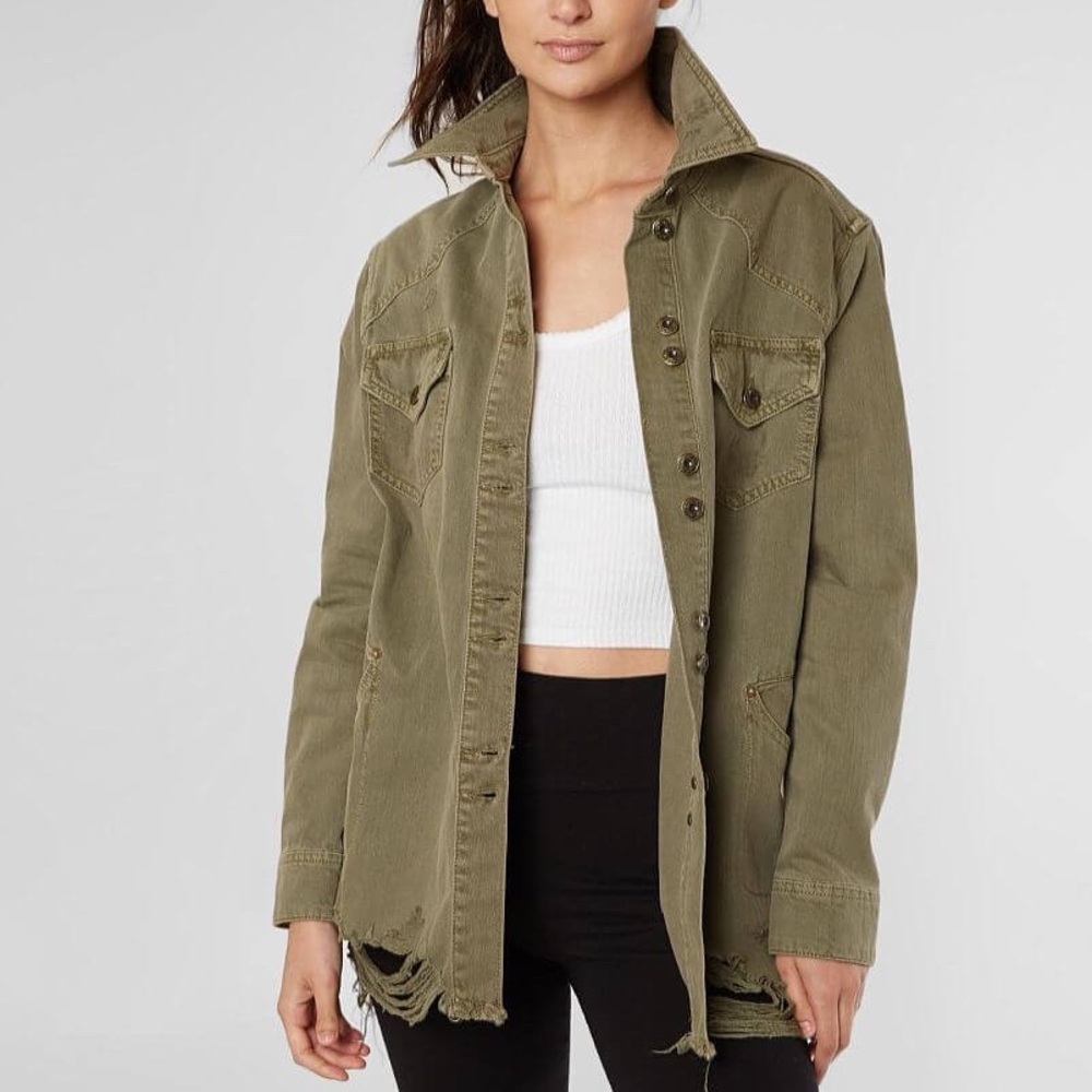 Free People Moonchild Denim Oversized Shirt Jacket
